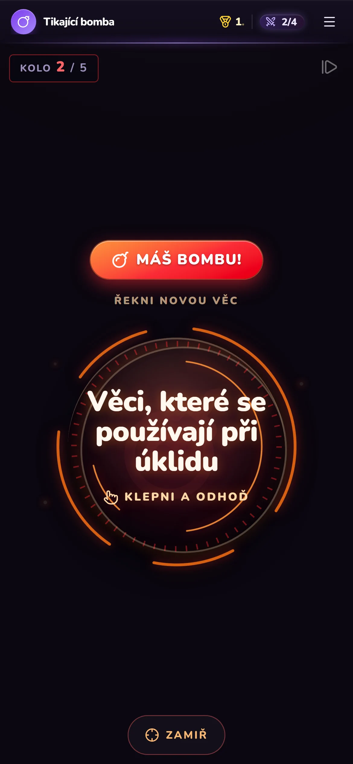 Ukázka hry Tikající bomba na mobilu