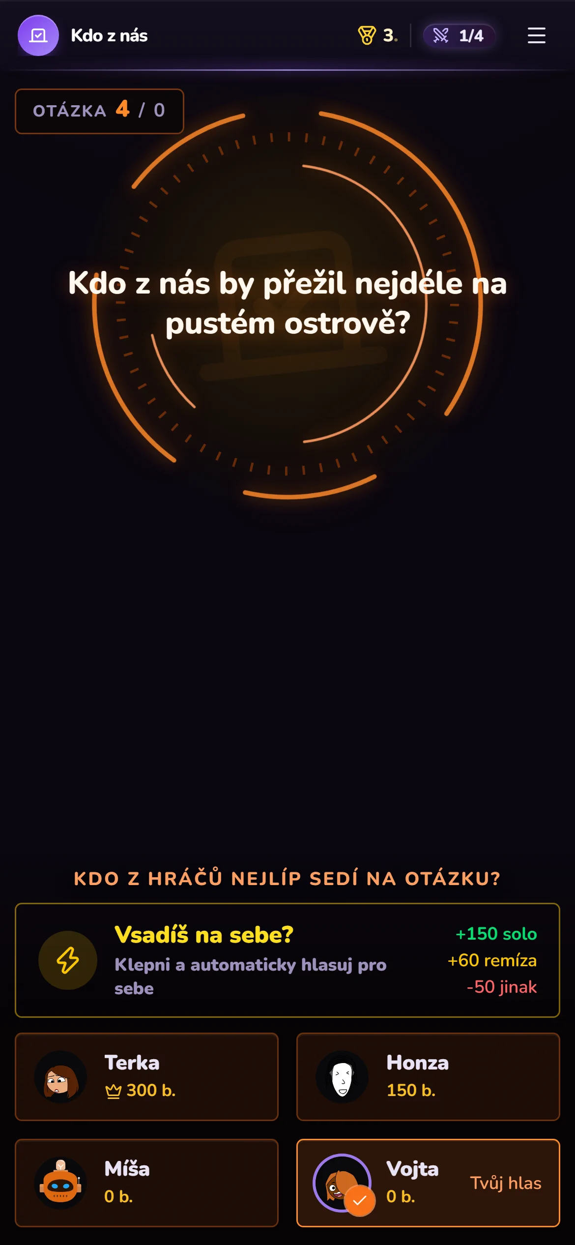 Vsadit můžeš na kohokoliv — za víc bodů, ale i za víc rizika.